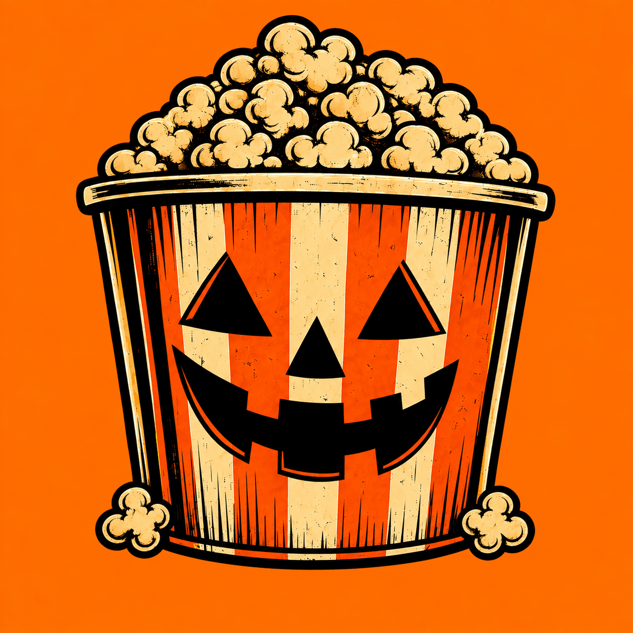 31 Halloween Flicks logo: a popcorn bucket with a jack-o'-lantern face